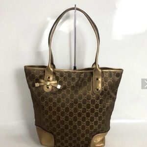 Gucci Brown and Gold Signature Tote